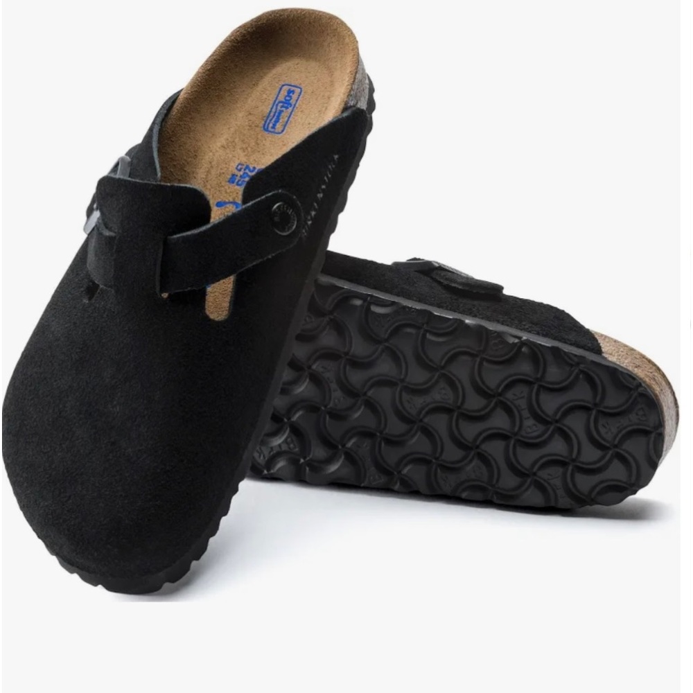 Birkenstock Boston Soft Footbed Suede-  Black Women’s size 9